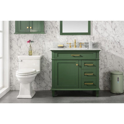 Legion Furniture WLF2236-VG 36 Inch Vogue Green Finish Sink Vanity Cabinet with Carrara White Top - Backyard Provider