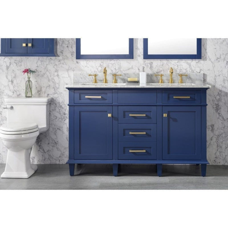 Legion Furniture WLF2280-B 80 Inch Blue Double Sink Vanity Cabinet with Carrara White Quartz Top