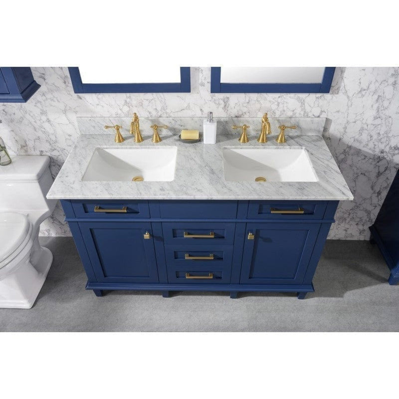 Legion Furniture WLF2136-B 36 Inch Blue Finish Sink Vanity Cabinet with Carrara White Top