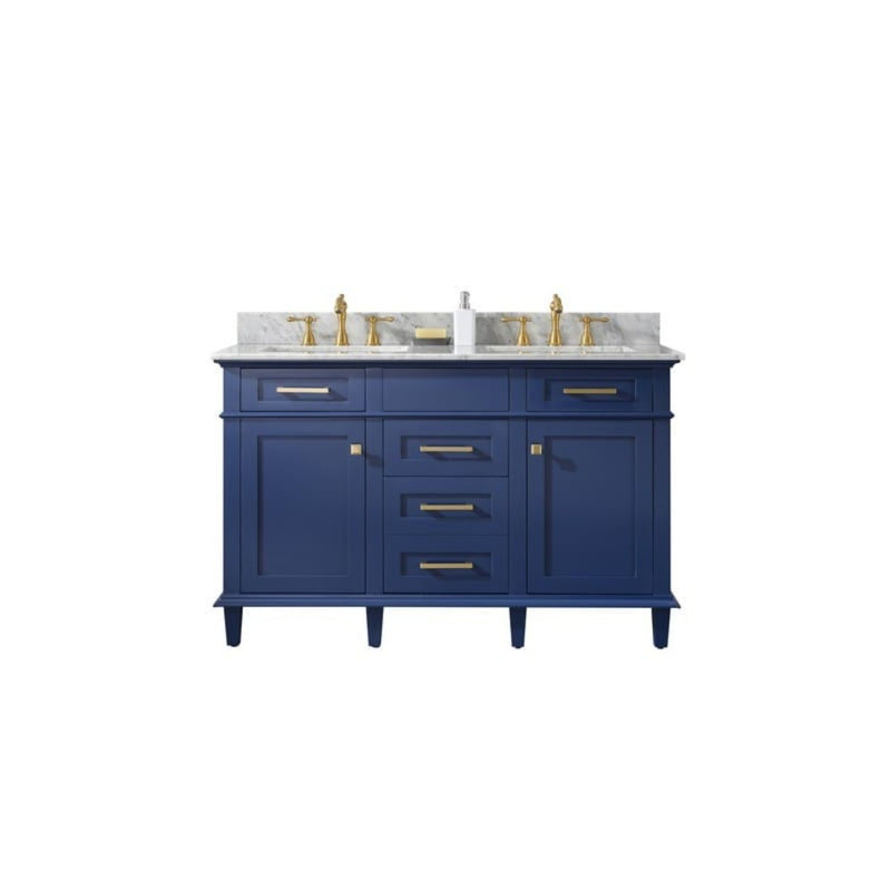 Legion Furniture 36" Blue Finish Sink Vanity Cabinet With Carrara White Top WLF2136-B