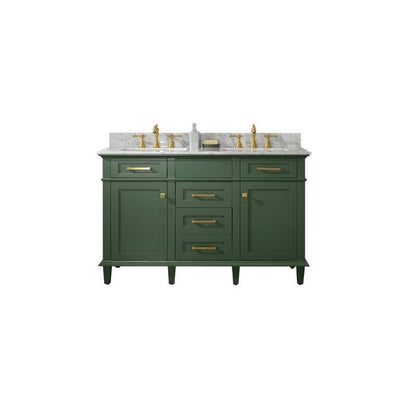 Legion Furniture WLF2254-VG 54 Inch Vogue Green Finish Double Sink Vanity Cabinet with Carrara White Top - Backyard Provider