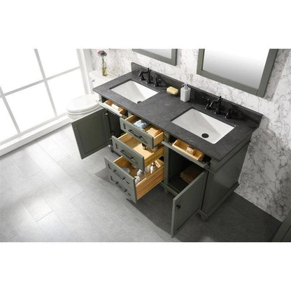 Legion Furniture WLF2260D-PG 60 Inch Pewter Green Finish Double Sink Vanity Cabinet with Blue Lime Stone Top - Backyard Provider