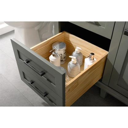 Legion Furniture WLF2260S-PG 60 Inch Pewter Green Finish Single Sink Vanity Cabinet with Blue Lime Stone Top - Backyard Provider