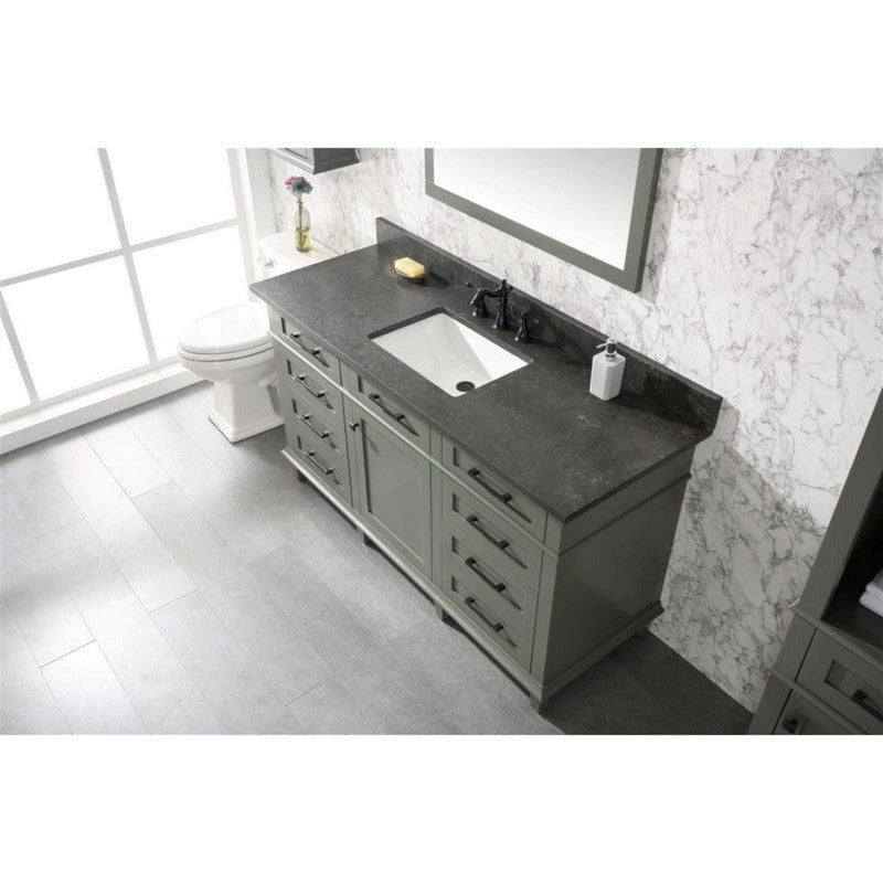 Legion Furniture WLF2280-PG 80 Inch Pewter Green Double Single Sink Vanity Cabinet with Blue Lime Stone Quartz Top