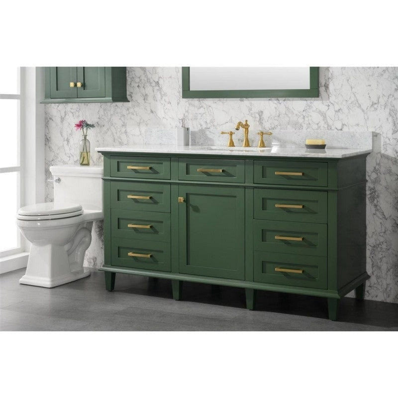 Legion Furniture WLF2154-VG 54 Inch Vogue Green Finish Double Sink Vanity Cabinet with Carrara White Top