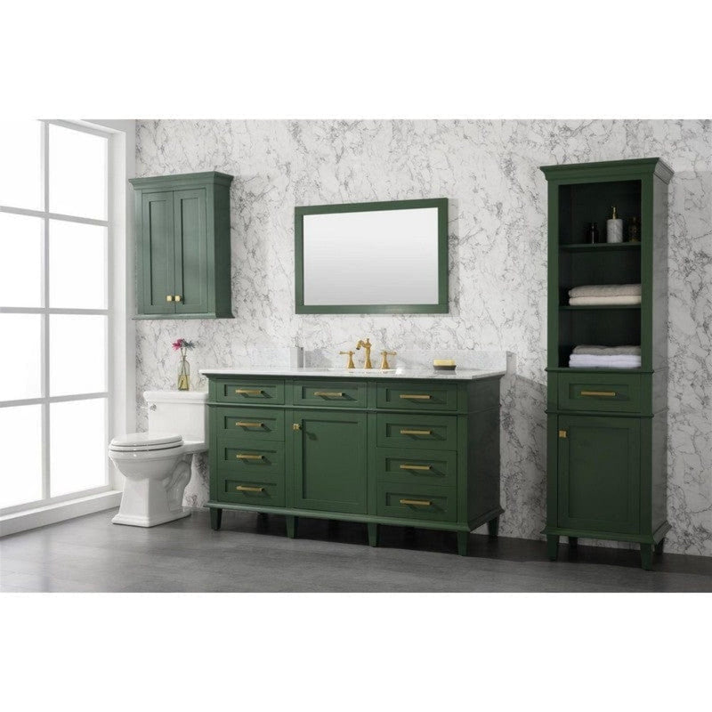 Legion Furniture 60" Vogue Green Finish Double Sink Vanity Cabinet With Carrara White Top WLF2160DVG