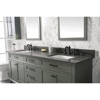 Legion Furniture WLF2280-PG 80 Inch Pewter Green Double Single Sink Vanity Cabinet with Blue Lime Stone Quartz Top - Backyard Provider