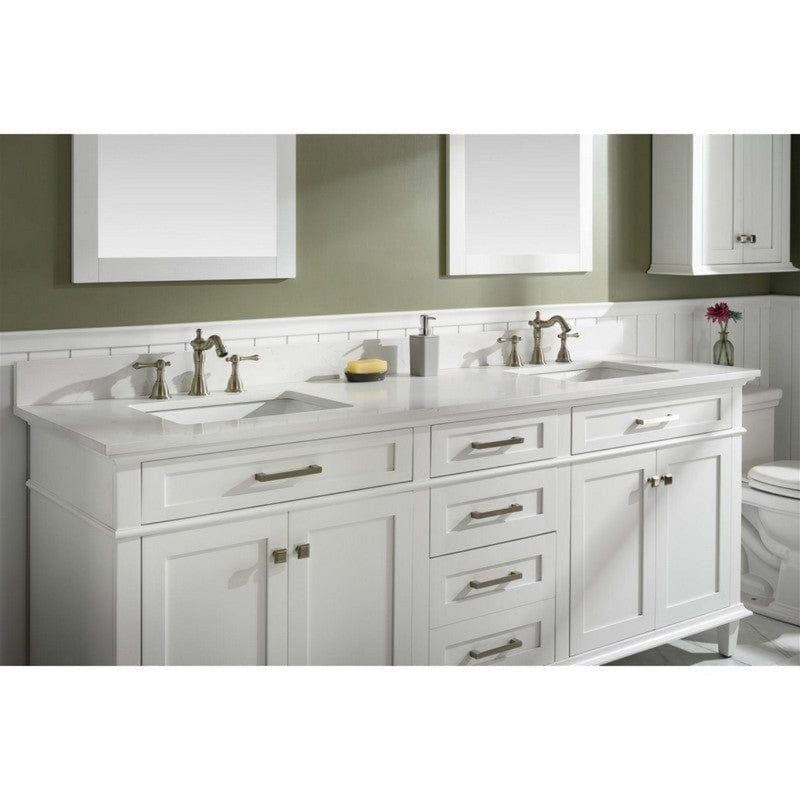 Legion Furniture WLF2280-W 80 Inch White Double Single Sink Vanity Cabinet with Carrara White Quartz Top - Backyard Provider