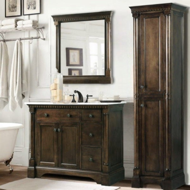 Legion Furniture WLF6036-60 61 Inch Antique Coffee Vanity with Carrara White Top and Matching Backsplash, No Faucet