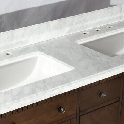 Legion Furniture WLF6036-60 61 Inch Antique Coffee Vanity with Carrara White Top and Matching Backsplash, No Faucet - Backyard Provider