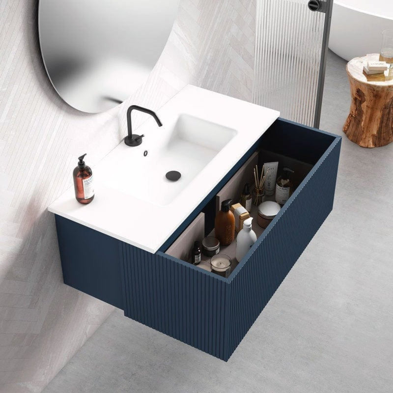 Lucena Bath 48" Bari Floating Vanity with Ceramic Sink in White, Grey, Green or Navy - Backyard Provider