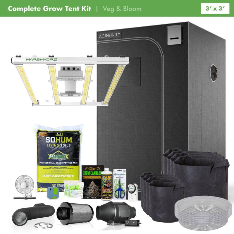 Mars Hydro FC-E 3000 + Happy Hydro AC Infinity 3' x 3' Complete Grow Kit