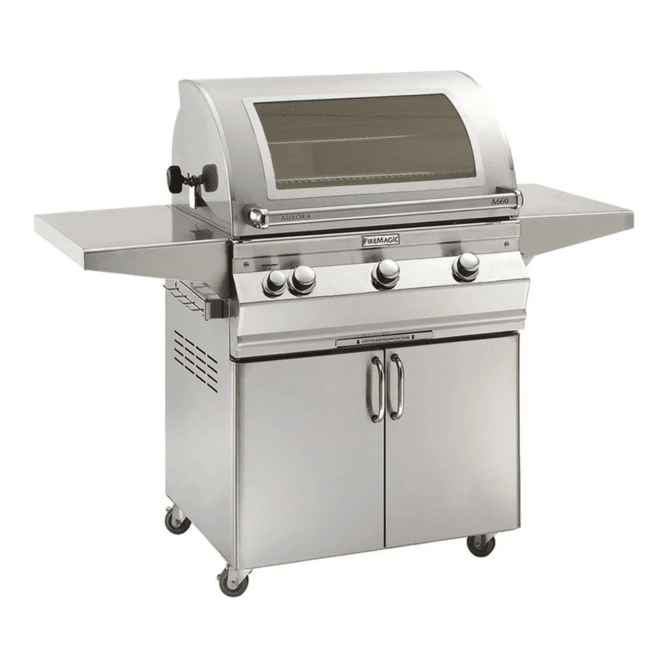 Fire Magic Aurora A660s 30-Inch Propane Gas Freestanding Grill w/ Backburner, Rotisserie Kit, Magic View Window and Analog Thermometer - A660S-8EAP-61-W - Fire Magic Grills