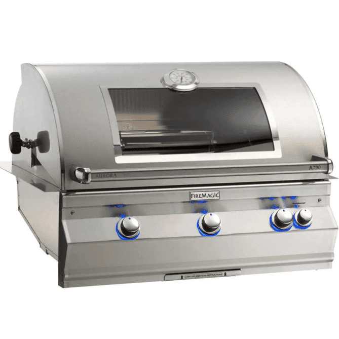 Fire Magic Aurora A790I 36-Inch Built-In Natural Gas Grill With One Infrared Burner, Magic View Window, Rotisserie, And Analog Thermometer - A790I-8LAN-W