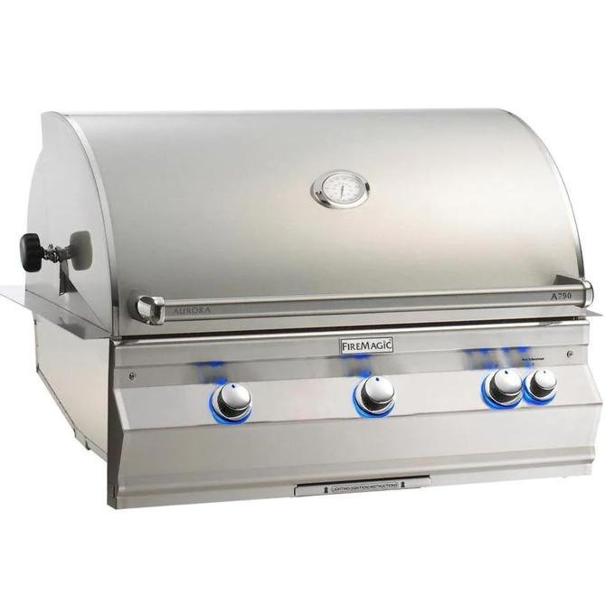 Fire Magic Aurora A790I 36-Inch Built-In Natural Gas Grill With One Infrared Burner, Rotisserie, And Analog Thermometer - A790I-8LAN