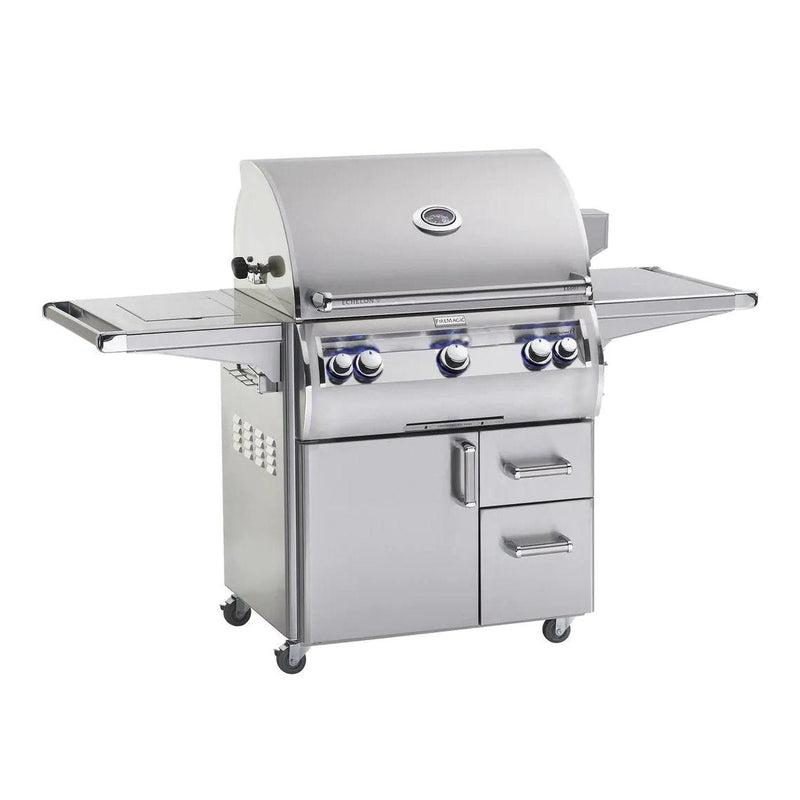 Fire Magic Echelon Diamond E660s 30" Propane Gas Freestanding Grill w/ Flush Mounted Single Side Burner, Backburner, Rotisserie Kit, 1 Sear Burner and Analog Thermometer - E660S-8LAP-62