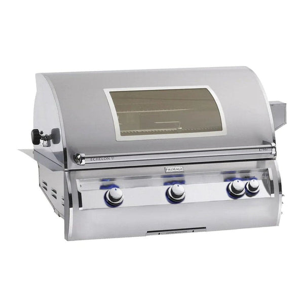 Fire Magic Echelon Diamond E790i 36" Propane Gas Built-In Grill w/ 1 Sear Burner, Backburner, Rotisserie Kit, Magic View Window and Analog Thermometer - E790I-8LAP-W