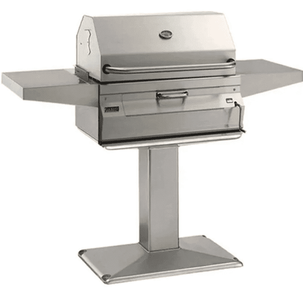 Fire Magic Legacy 24-Inch Smoker Charcoal Grill On Patio Post - 22-SC01C-P6