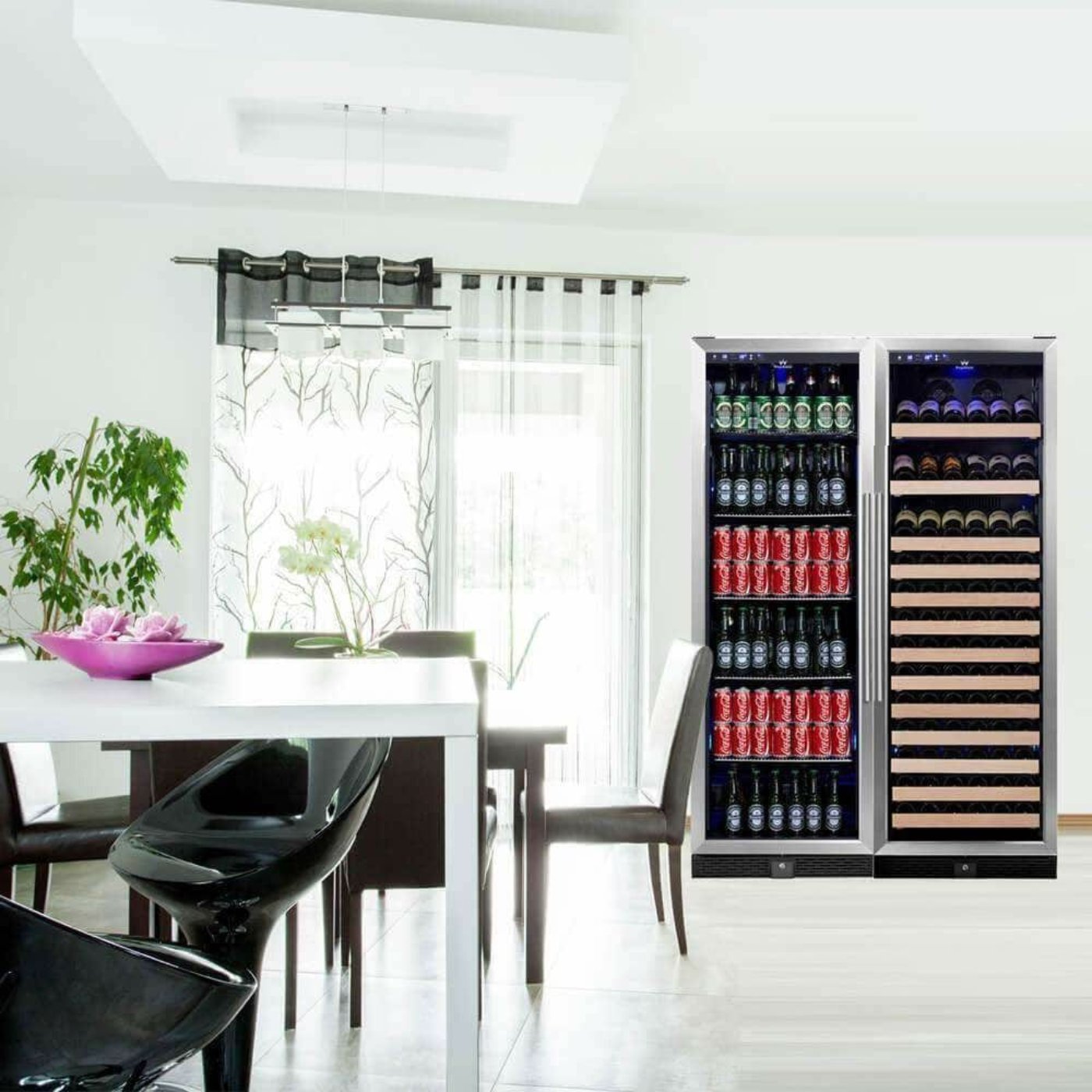 Kings Bottle 72" Large Wine And Beverage Cooler Drinks Combo With Clear Door - KBU170BW2-FG