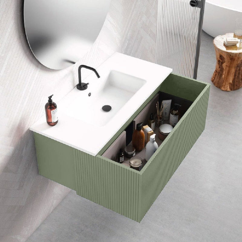 Lucena Bath 40" Bari Floating Vanity with Ceramic Sink in White, Grey, Green or Navy - Backyard Provider