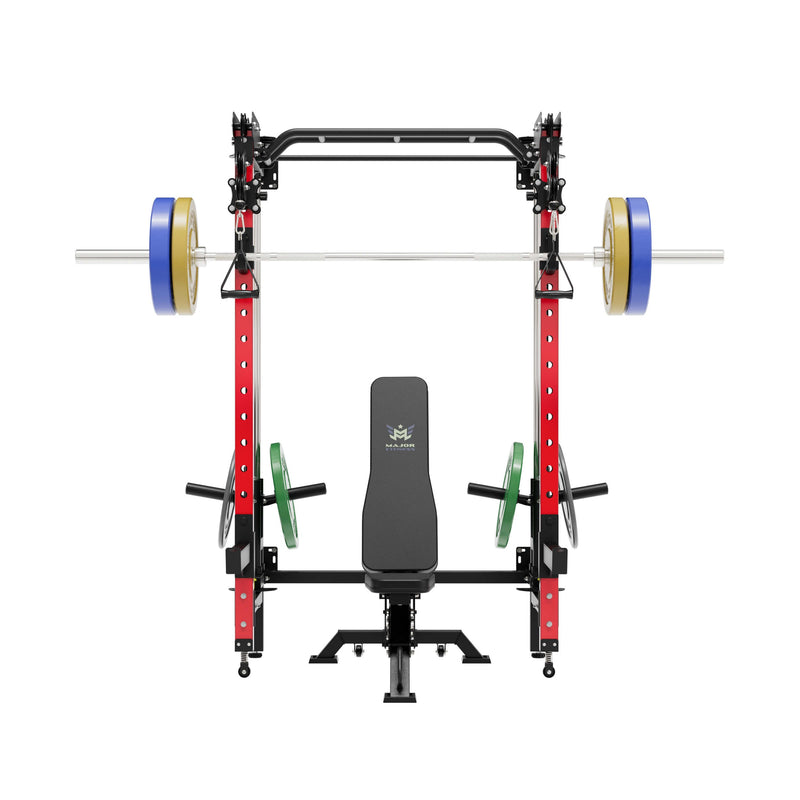 MAJOR FITNESS All-In-One Home Gym Folding Power Rack Package Lightning F35 - F35BL-PLT01BL-OWPNT230-OBBLS