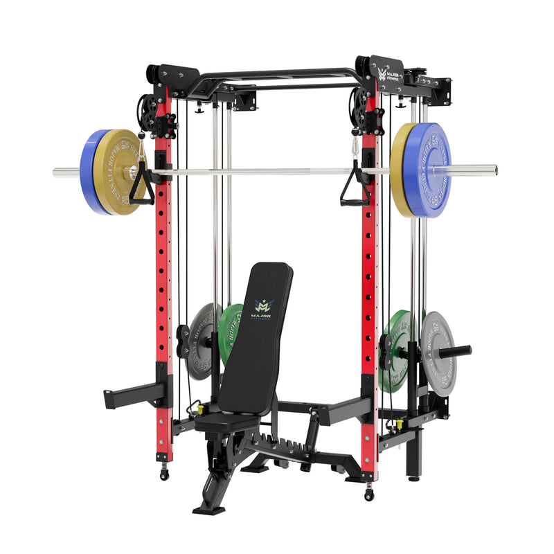 MAJOR FITNESS All-In-One Home Gym Folding Power Rack Package Lightning F35 - F35BL-PLT01BL-OWPNT230-OBBLS