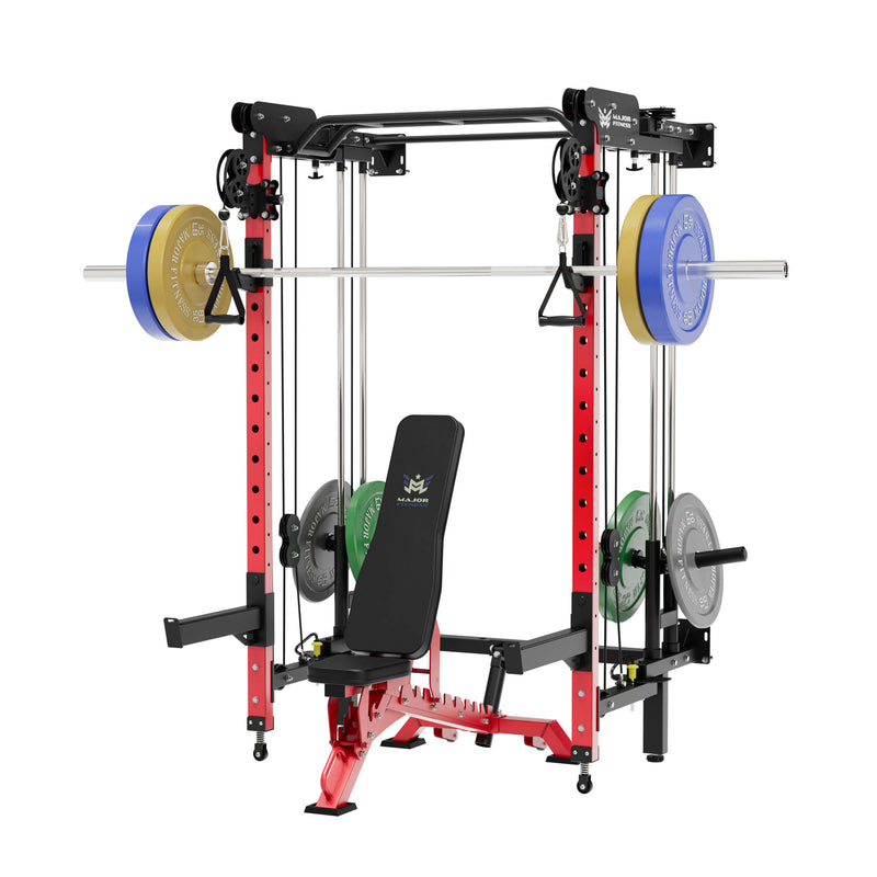 MAJOR FITNESS All-In-One Home Gym Folding Power Rack Package Lightning F35 - F35BL-PLT01BL-OWPNT230-OBBLS