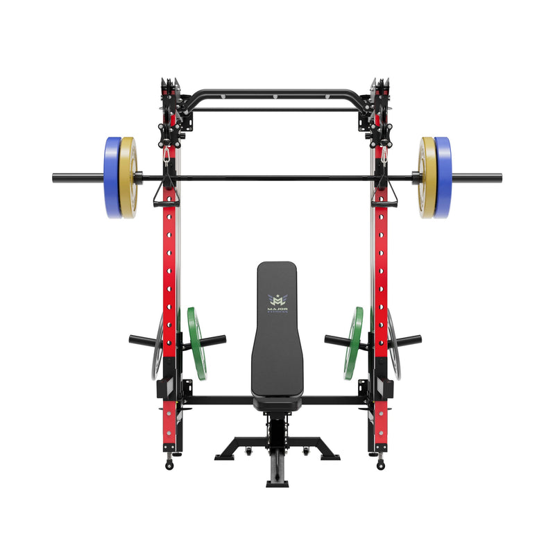 MAJOR FITNESS All-In-One Home Gym Folding Power Rack Package Lightning F35 - F35BL-PLT01BL-OWPNT230-OBBLS