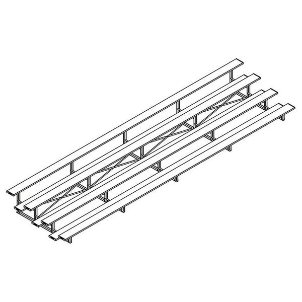 Jaypro Bleacher - 27' 4 Row - Single Foot Plank - Standard, Outdoor - BLCH-427