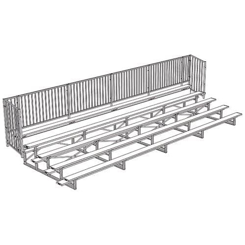 Jaypro Bleacher - 27' 5 Row - Single Foot Plank with Guard Rail - Enclosed - BLCH-527GR