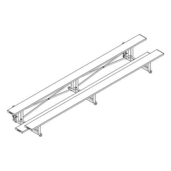 Jaypro Indoor Bleacher - 15 ft. 2 Row - Single Foot Plank - Tip & Roll - BLCH-2TRG