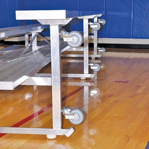 Jaypro Indoor Bleacher - 15 ft. 2 Row - Single Foot Plank - Tip & Roll - BLCH-2TRG