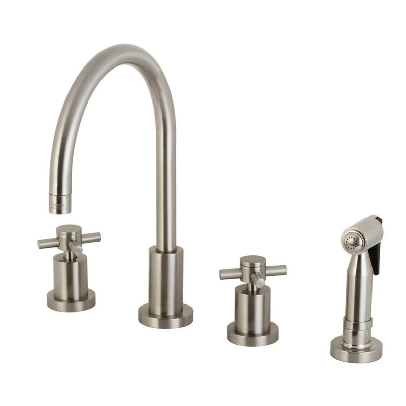 Kingston Brass 8 in. Widespread Kitchen Faucet with Brass Sprayer - KS8728DXBS