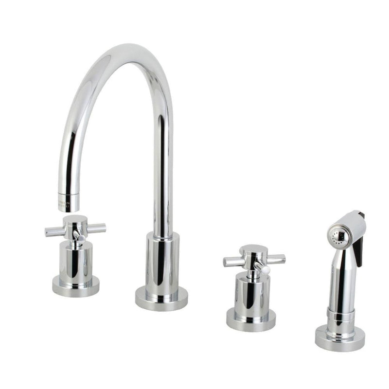 Kingston Brass Concord 8 in. Widespread Kitchen Faucet with Brass Sprayer - KS8726DXBS