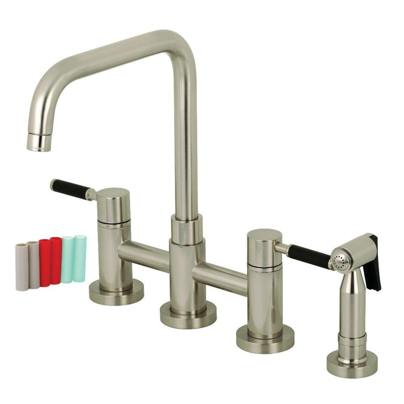 Kingston Brass Concord Two-Handle Bridge Kitchen Faucet with Brass Side Sprayer - KS8288DKLBS