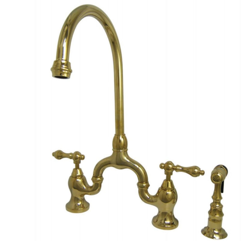 Kingston Brass English Country Kitchen Bridge Faucet with Brass Sprayer -KS7792ALBS