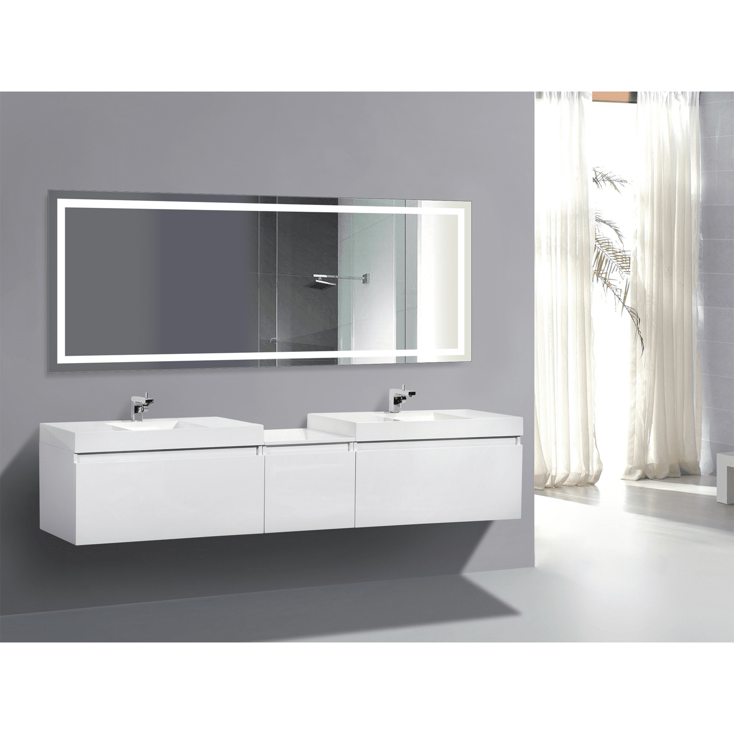 Krugg Icon 72" X 30" LED Bathroom Mirror with Dimmer & Defogger Large Lighted Vanity Mirror ICON7230