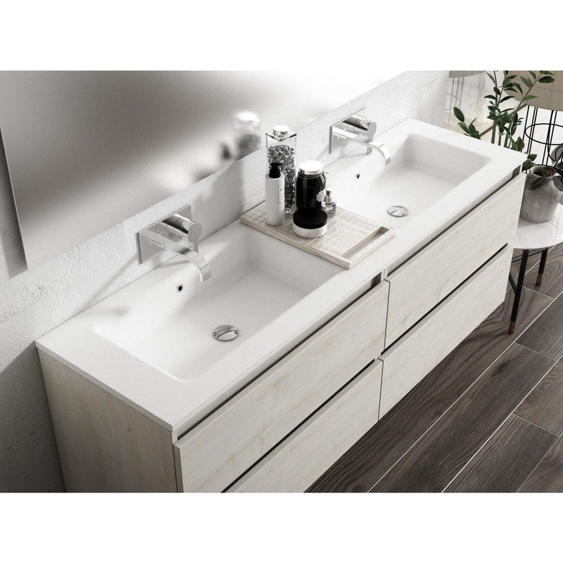 Lucena Bath 80" Décor Tirador Floating Double Vanities in White / Black / Grey / Silver - Backyard Provider