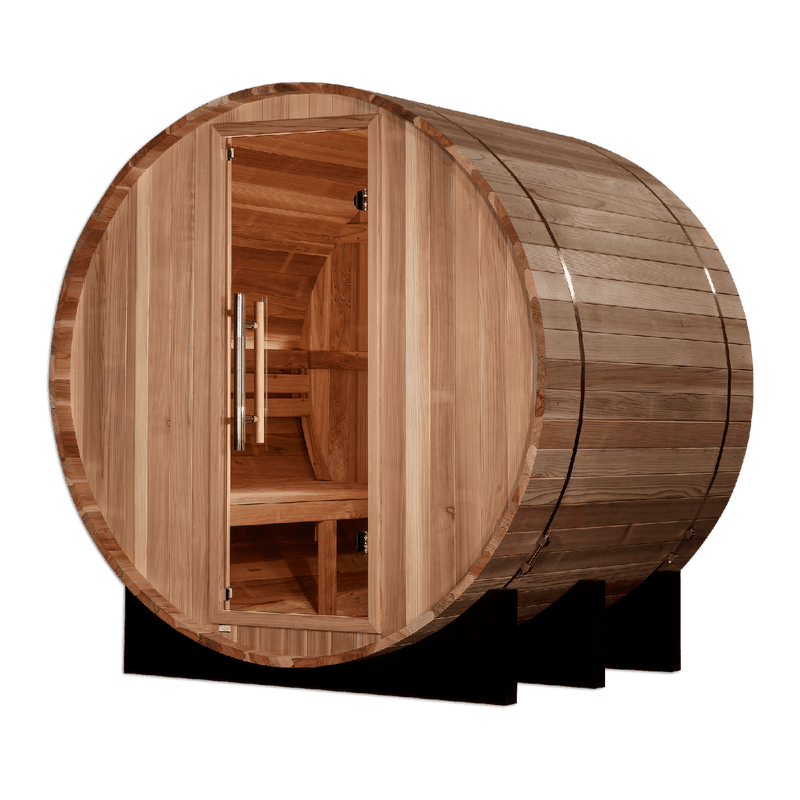 Golden Designs "St. Moritz" 2 Person Barrel Traditional Sauna - Pacific Cedar - GDI-B002-01