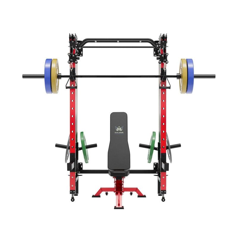 MAJOR FITNESS All-In-One Home Gym Folding Power Rack Package Lightning F35 - F35BL-PLT01BL-OWPNT230-OBBLS