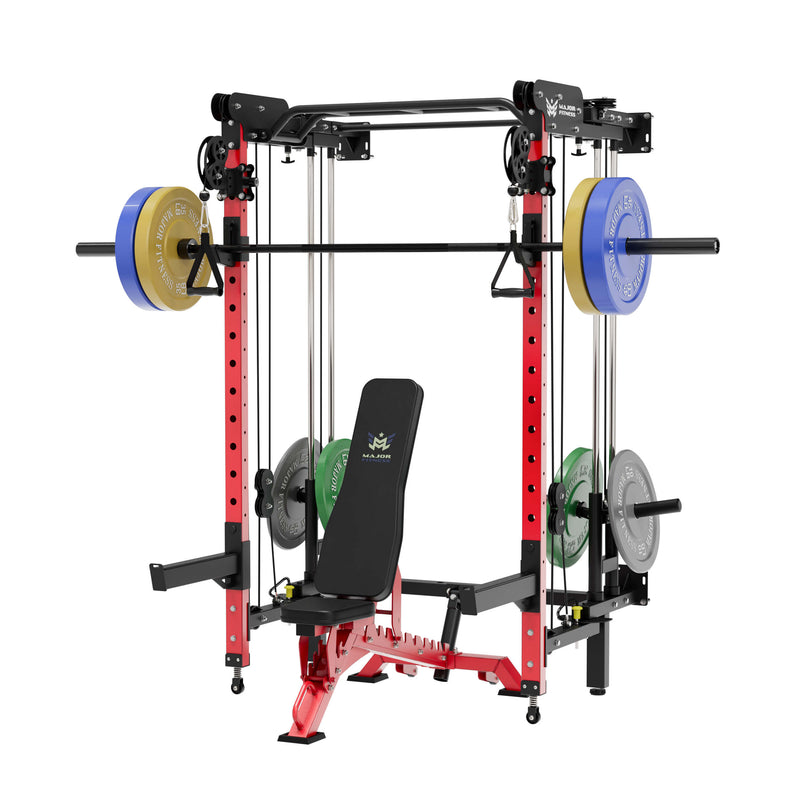 MAJOR FITNESS All-In-One Home Gym Folding Power Rack Package Lightning F35 - F35BL-PLT01BL-OWPNT230-OBBLS