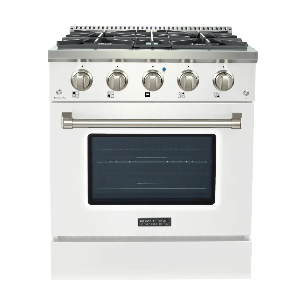ProLine Dual Fuel Kitchen Range 15,000 BTUs Available in Stainless Steel, Matte Black, Gloss White options - PLSR 30GE