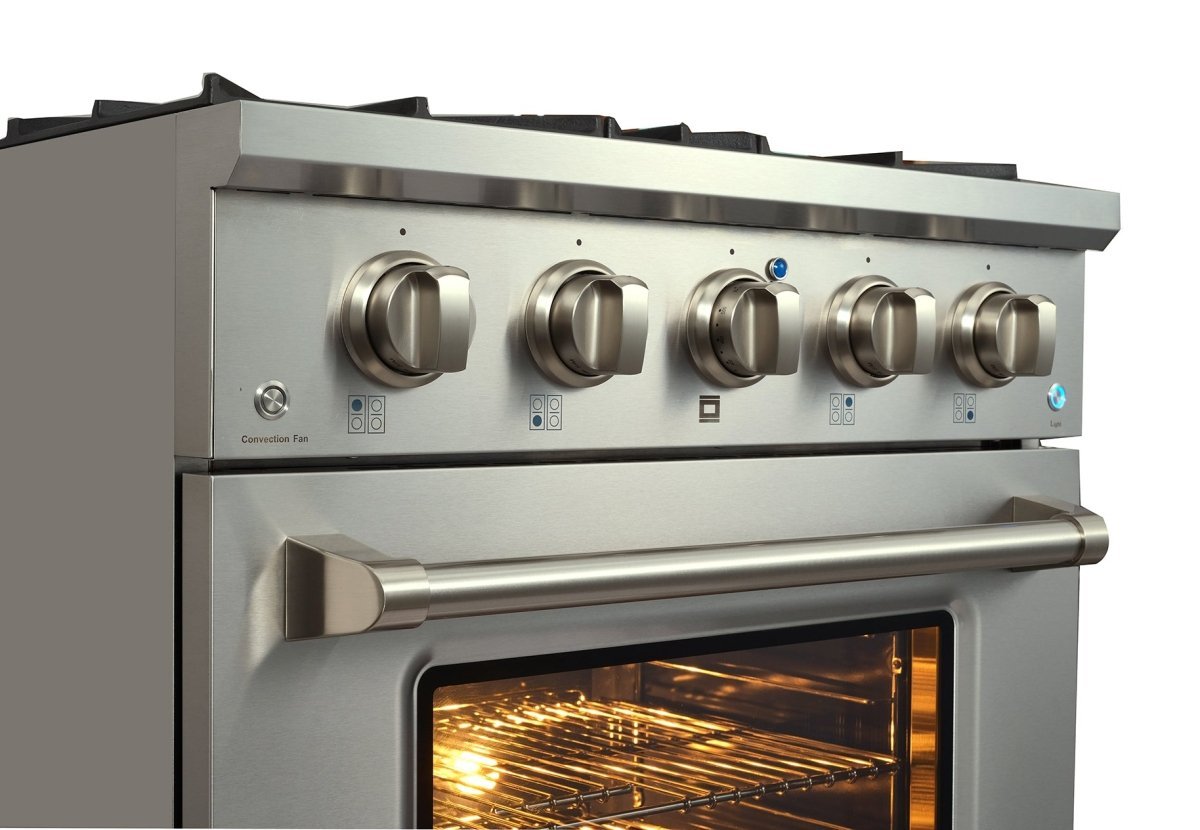 ProLine Dual Fuel Kitchen Range 15,000 BTUs Available in Stainless Steel, Matte Black, Gloss White options - PLSR 30GE