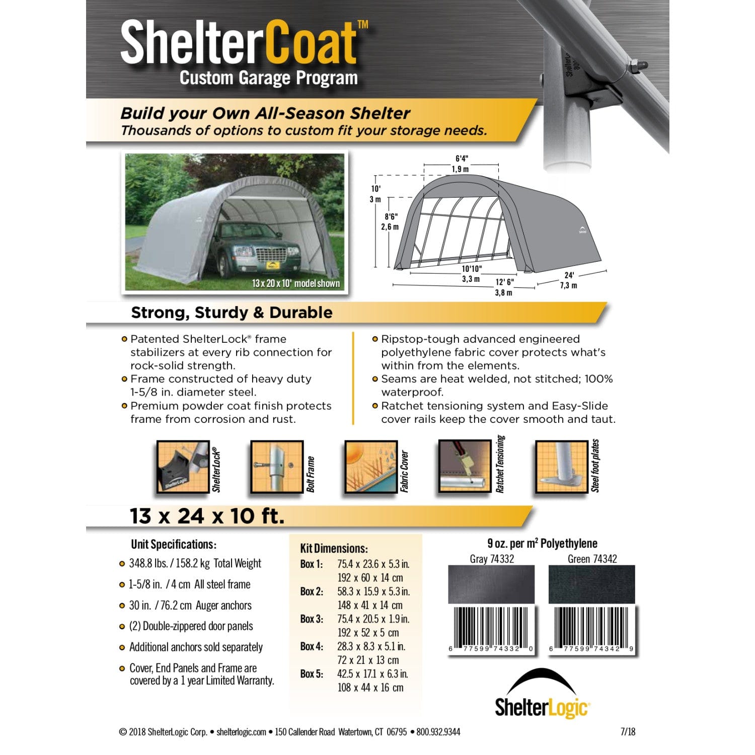 ShelterLogic | ShelterCoat 13 x 24 ft. Wind and Snow Rated Garage Round Gray STD - 74332