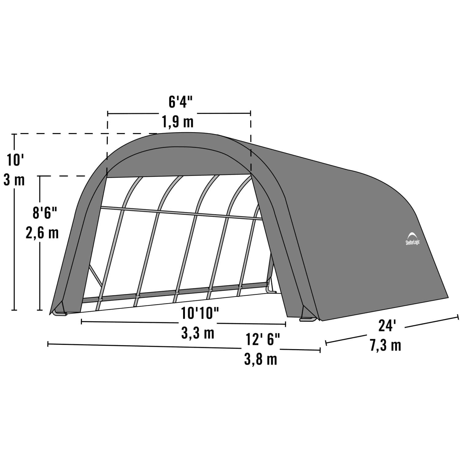 ShelterLogic | ShelterCoat 13 x 24 ft. Wind and Snow Rated Garage Round Gray STD - 74332