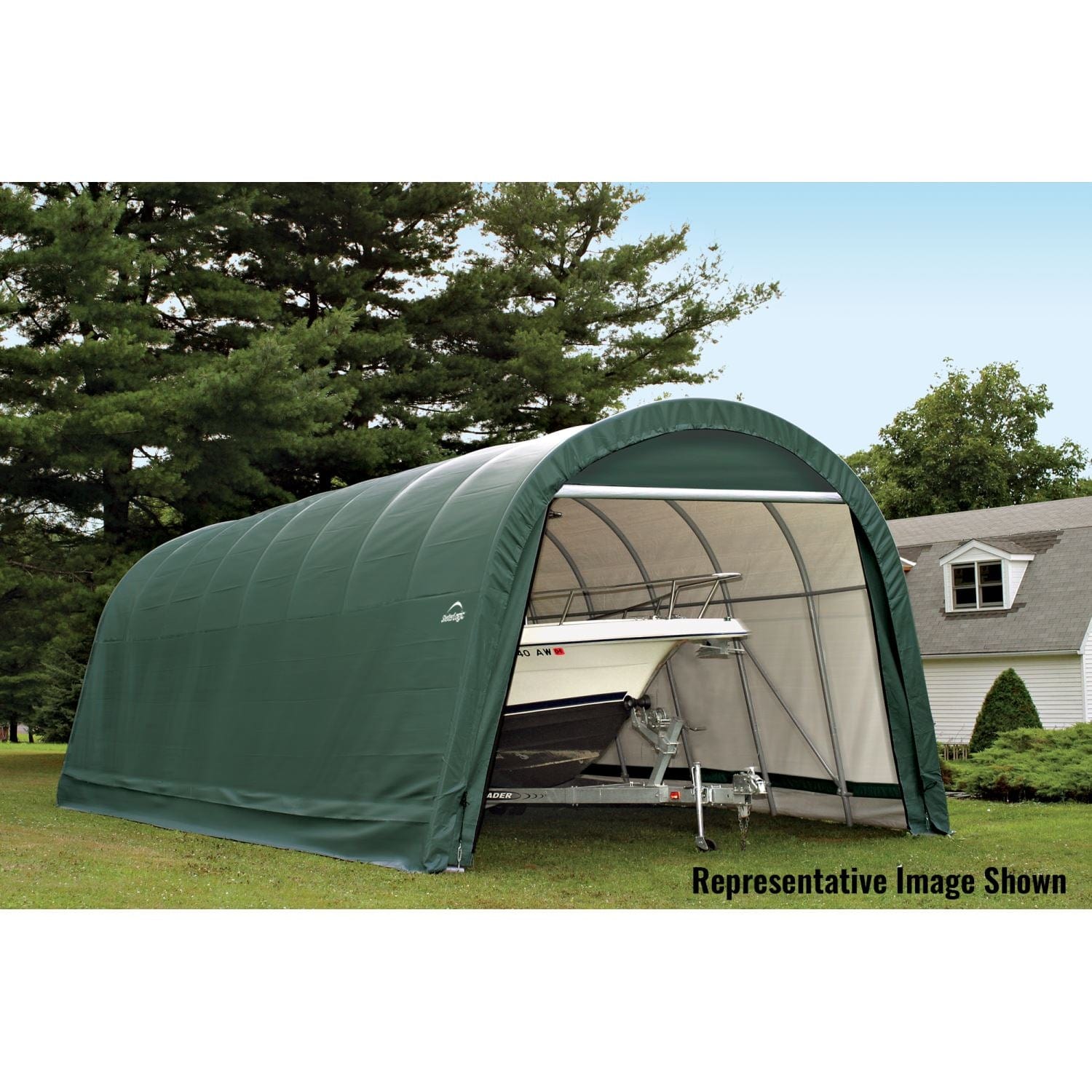 ShelterLogic | ShelterCoat 15 x 20 ft. Wind and Snow Rated Garage Round Green STD - 95341