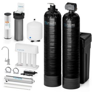 Aquasure Signature Elite | 5-in-1 Whole House Water Treatment Bundle with 72,000 Grains Fine Mesh Resin Softener and 18 GPM UV Sterilizer - AS-SE2000FMU