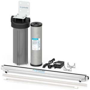 Aquasure Quantum Series | 12 GPM Ultraviolet UV-C Light Water Filtration System Bundle Kit with Siliphos Scale Inhibiting Pre-Filter - AS-SPXUV12S