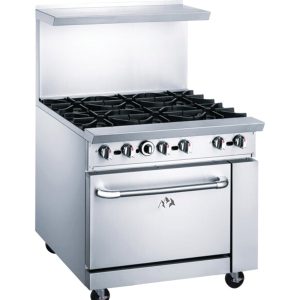 Chef AAA - Commercial 36" Oven Range Six Open Burner Natural Gas - TCR36-6B