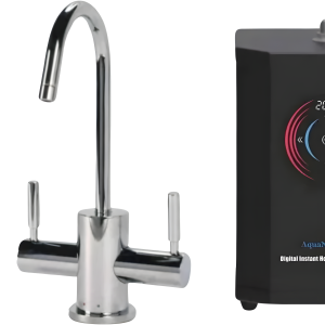 AquaNuTech Digital Instant Hot Water Dispenser with Contemporary Hot/Cold Faucet & Filtration New - HTF-HC2400-CH
